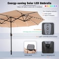 thumbnail image 4 of SUMMIT LIVING 13ft Large Patio Umbrella with Multi-Color LED Solar Lights Double-Sided Rectangular Outdoor Table Umbrella – Beige, 4 of 10