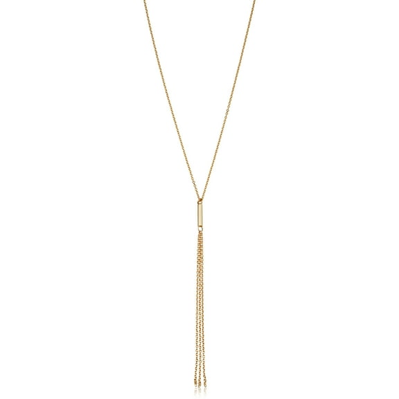 Au Naturale 14k Yellow Gold Tube Tassel Adjustable Length Necklace for Women (adjusts to 17 or 18 inch)