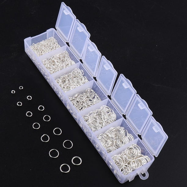 1500 piezas de s de salto abiertos Kit de hallazgos de joyería con caja de almacenamiento para elegir el color de la fabricación de joyas Plata blanca Baoblaze Anillos de salto abiertos