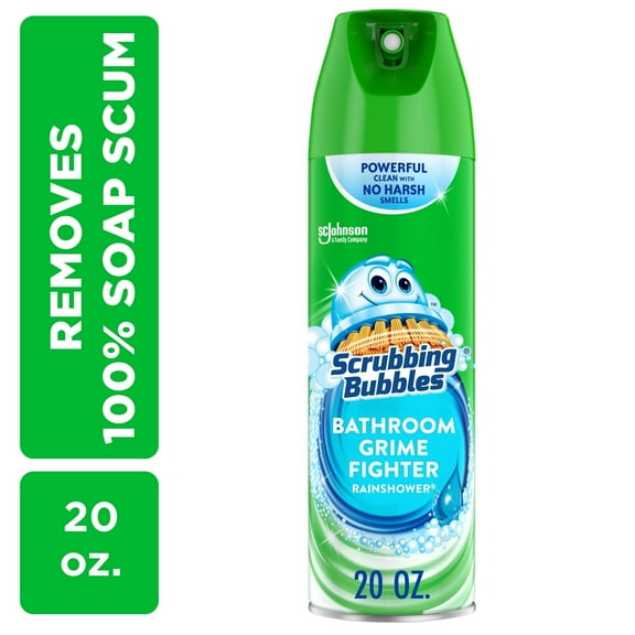 Scrubbing Bubbles Hard Surface Cleaner, Bathroom Grime Fighter Disinfectant Cleaner Aerosol, Rainshower, 20 oz, 1 Count (pack of 2)