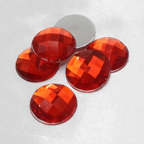 U8MO 50 Red Acrylic Flatback Rhinestone Round Gem Beads 18mm No Hole