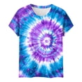 thumbnail image 5 of Mifsaly Tie-Dye Cotton T-Shirt for Women Short Sleeve Crew Neck Casual Summer Tops Colorful Print Lightweight Breathable Casual Blouse L, 5 of 6
