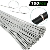 TALENO 100 Pcs Metal Zip Ties 304 Stainless Steel Zip Ties Heavy Duty Self Locking Tensile Strength Cable Ties Suitable for Exhaust Wrapping,Fence,Outdoor Workshop and Canopy
