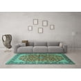 thumbnail image 3 of Ahgly Company Machine Washable Indoor Square Medallion Turquoise Blue Traditional Area Rugs, 5' Square, 3 of 4
