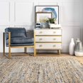 thumbnail image 3 of Eliz Hand Braided Jute Runner Rug, 2' 6" x 8', Blue, 3 of 8