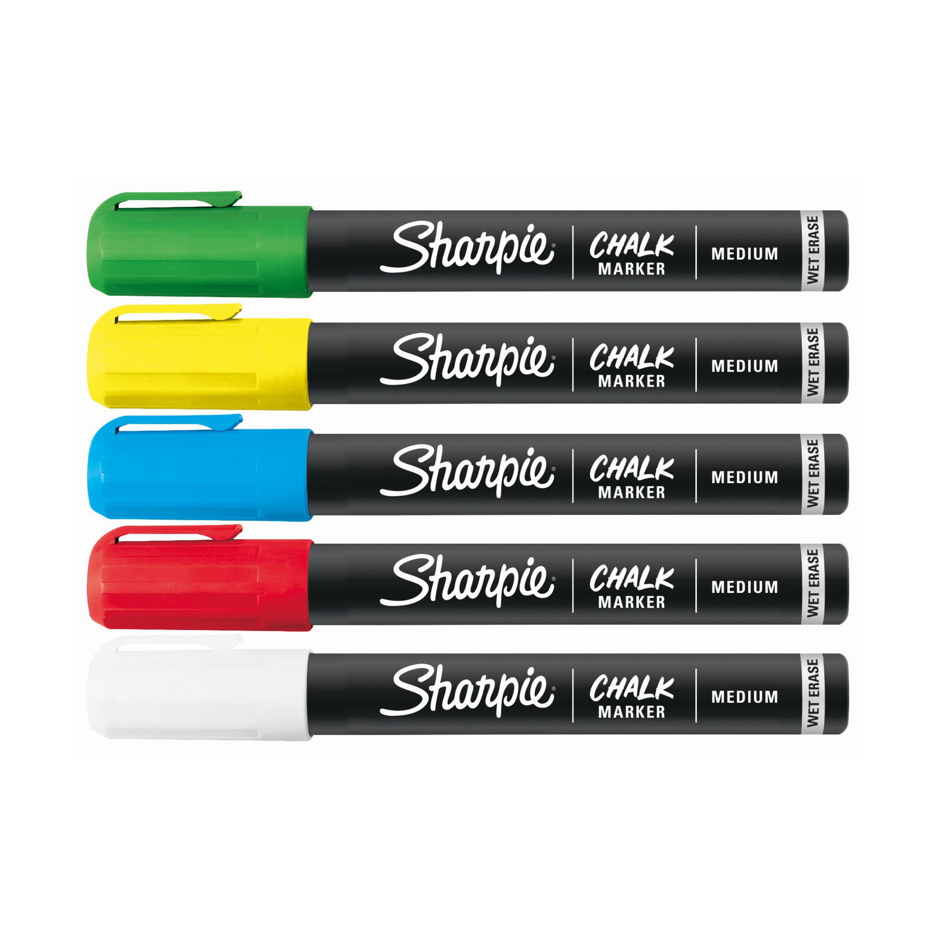 SHARPIE Chalk Markers, Wet Erase Chalk Pens, Assorted Colours, 5 Count