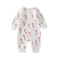 thumbnail image 2 of Baby Girl Boy Christmas Jumpsuit, Print Round Neck Long Sleeve Zip-Up Rompers for Toddlers, 0-18 Months, 2 of 10