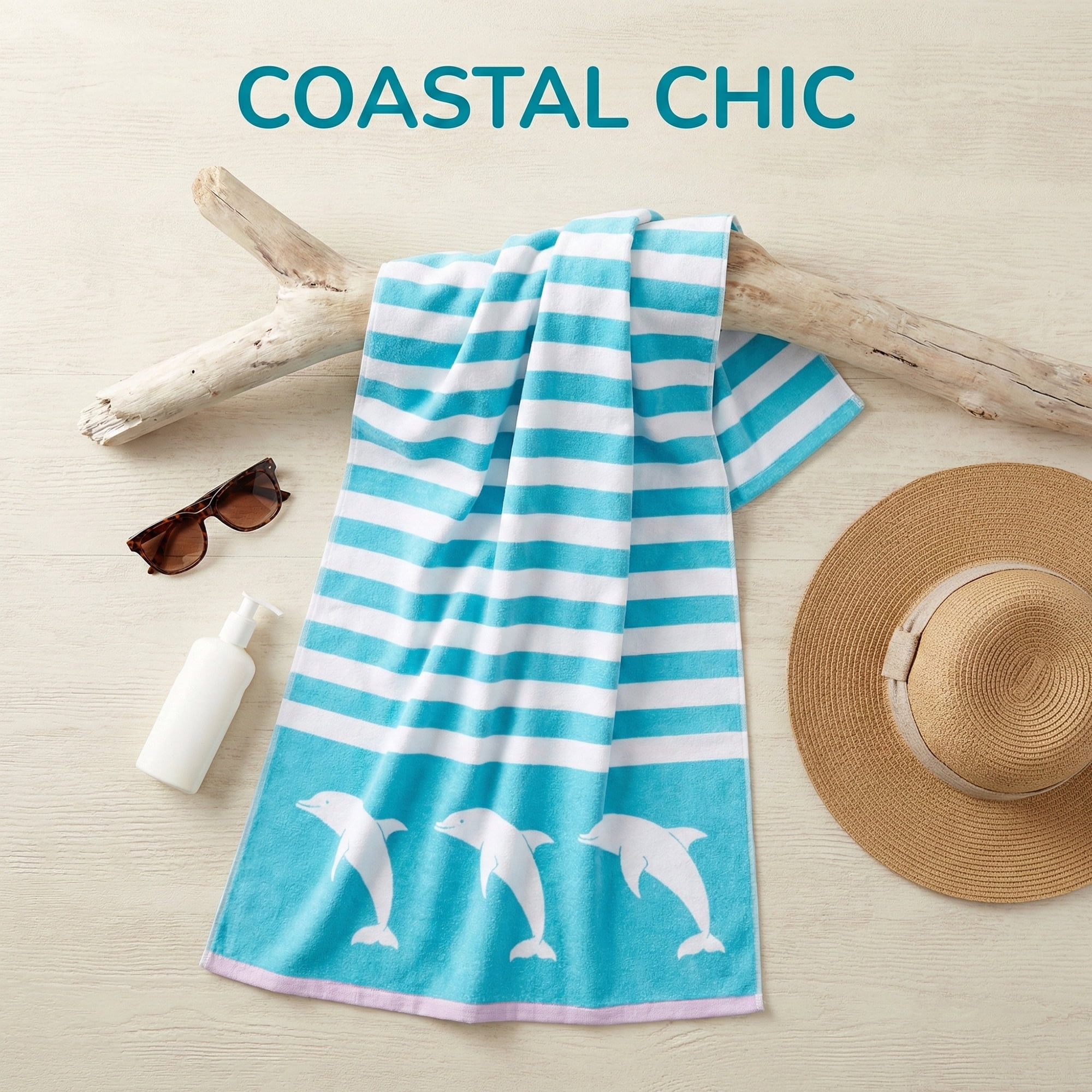 Unique Bargains 2 Pack Sand Free Stripe Beach Towel Turquoise/Light Green 55"x28"/63"x31"
