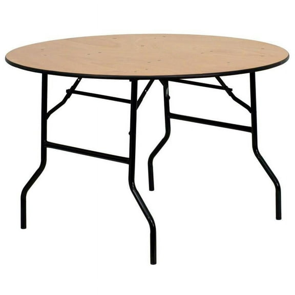48" Round Wood Folding Banquet Table - Commercial Quality Banquet Table / 4-Foot Round Wood Folding Banquet Table