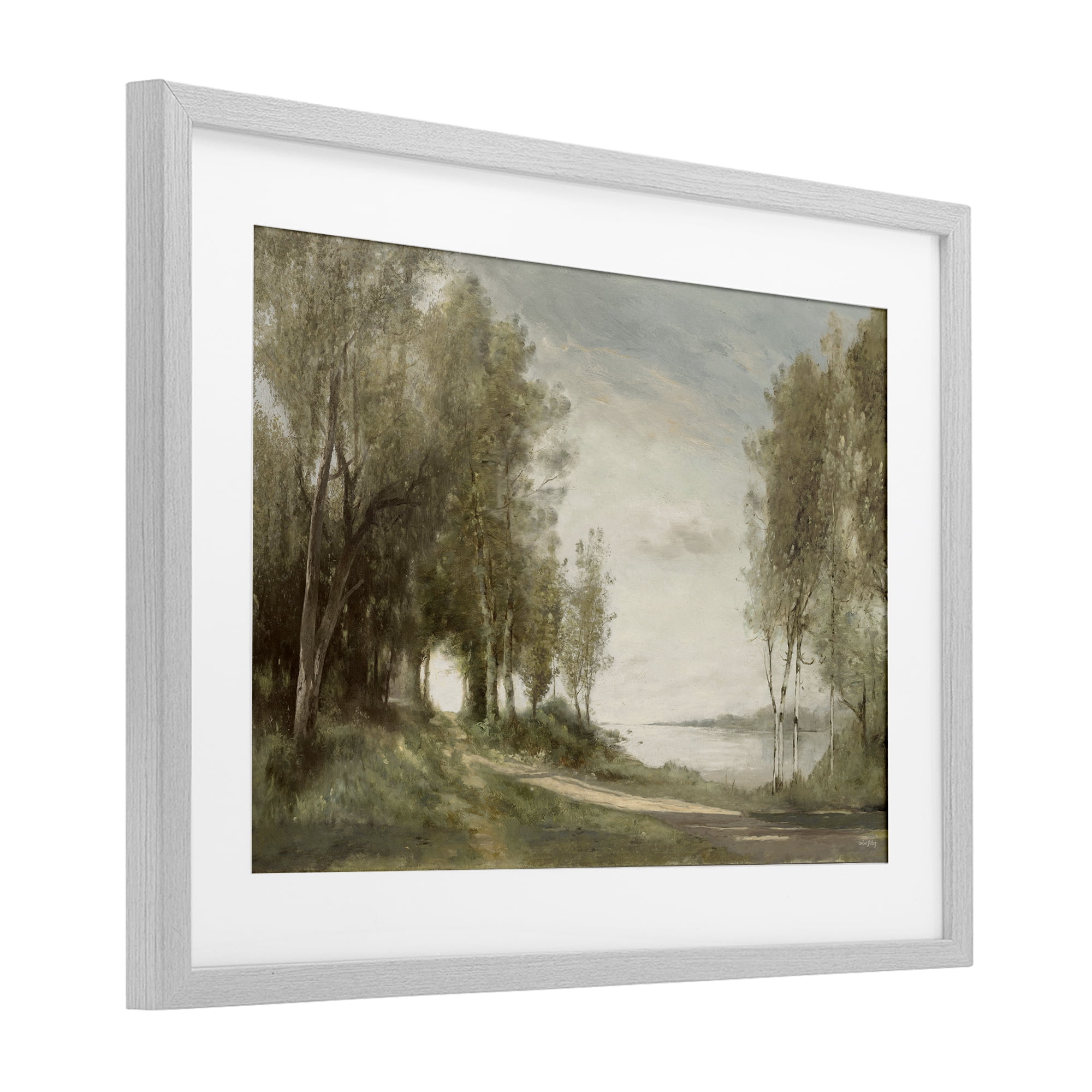Stupell Industries Tranquil Lakeside Path Gray Framed Print Under Glass, design by Amber Sterling