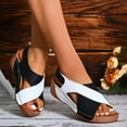 thumbnail image 3 of IUJSOY Womens Criss Cross Platform Wedge Sandals Open Toe Heels Sandals for Casual Summer Slide Shoe, 3 of 8