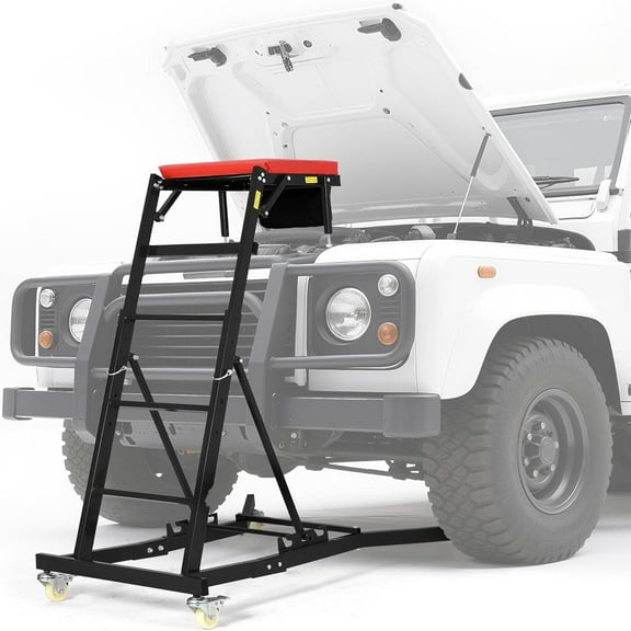 Adjustable Automotive Creeper 49.2"-68.9" Top Automotive Creeper, Heavy Duty 400LB Capacity Mechanic's Creeper with Locking Wheels & Tool Pouch (49"-69" Length) for Truck, SUV & Garage Vehicle Mainten