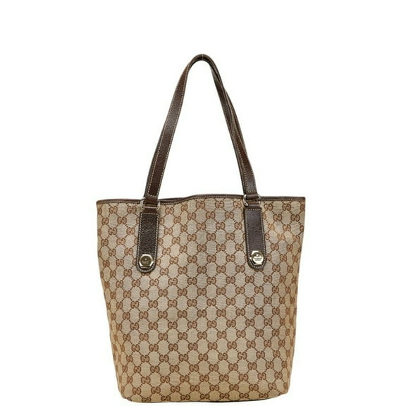 Pre-Owned Gucci GG Canvas Shoulder Bag Tote 153009 Beige Brown Leather Women's GUCCI (Good)