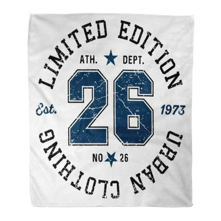 Buy Cheap Sofa ASHLEIGH Throw Blanket Warm Cozy Print Flannel Varsity Limited Edition No 26 Tee Design Graphic Denim Street Buy Child City Comfortable Soft for Bed Sofa and Couch 58x80 Inches ()