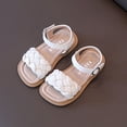 thumbnail image 2 of Staki Toddler Sandals Platform Girls Sandals With Double Strap And Buckle - Lightweight Toddler Sandals - Cushioned Footbed Sandal(Beige,6 Big Kid), 2 of 6