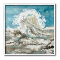 Stupell Industries Abstract Ocean Splash Abstract Painting White Framed Art Print Wall Art, 17 x 17