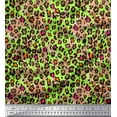 thumbnail image 1 of Soimoi Green Moss Georgette Fabric Leopard Animal Skin Print Sewing Fabric Yard 42 Inch Wide, 1 of 3