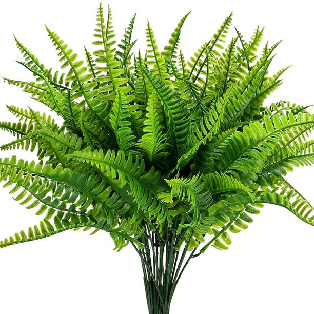 6 piezas de plantas artificiales, arbustos verdes de plástico falsos, arbustos, plantas de plástico resistentes a los rayos UV, pasto de trigo para decoración de interiores y exteriores del hogar y e