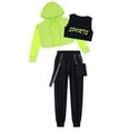 thumbnail image 3 of Zaldita Girls Hip Hop Jazz Street Dance Clothes 3 Piece Outfit Crop Hoodie Tank Top Jogger Pants Set Mint Green 6, 3 of 7