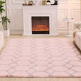 thumbnail image 4 of 6x9 Pink Area Rugs for Living Room Bedroom, Washable Large Fluffy Throw Rug, Geometric Soft Plush Shaggy Floor Carpet for Nursery Kids Girls Boys Teen Dorm Home Decor Aesthetic, Pink/Grey, 4 of 15