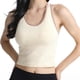 thumbnail image 1 of Tops Verde Oscuro para Mujeres Alta Elasticidad Ribbed Seamless Running Sports Top con Cojín de Pecho Integrado Daily, 1 of 7