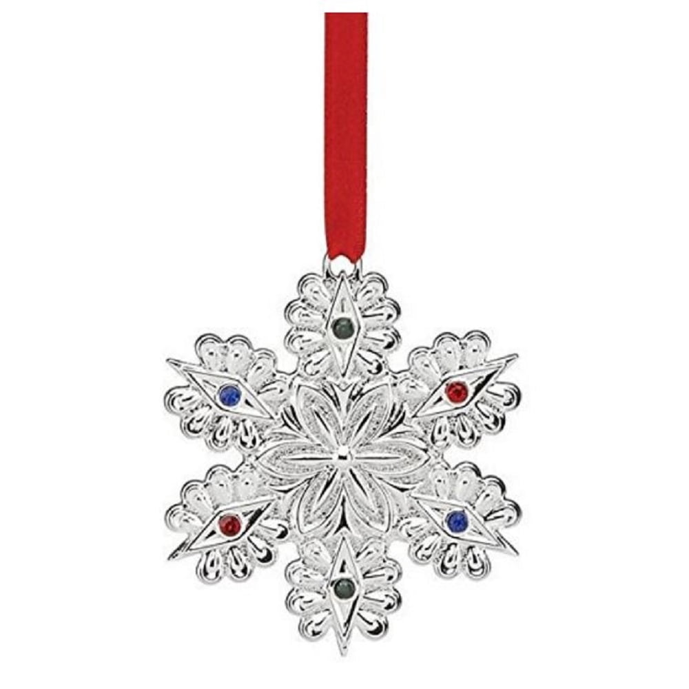 Lenox Jeweled Silver Snowflake Charm Christmas Tree Ornament Decoration