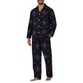 thumbnail image 3 of Dwelliawo Halloween Ghosts And Pumpkins Pattern Men’s Long-Sleeve Sleepwear Set - Soft 2-Piece Loungewear with Pockets Navy S, 3 of 4