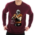 thumbnail image 3 of Plus Size Let's Go Graphic Design Unisex Ring Spun Cotton Premium Long Sleeve T-shirt - Burgundy 3XL, 3 of 4