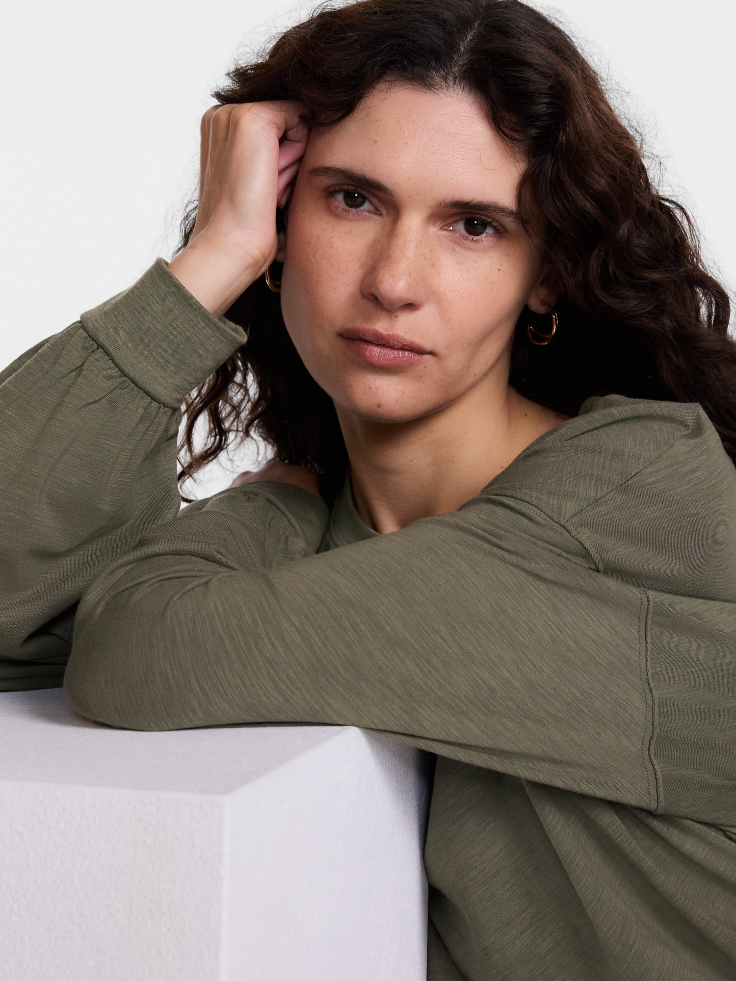 Scenario Women's Oversized Tee with Long Sleeves, Sizes XS-XXXL