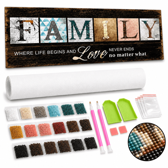 JYLMOOD Family Saying Full Round Drill,Large Diamond Painting Kits with Full Accessories for Adults 80x30cm, craft Kits for Home Office Wall Decor