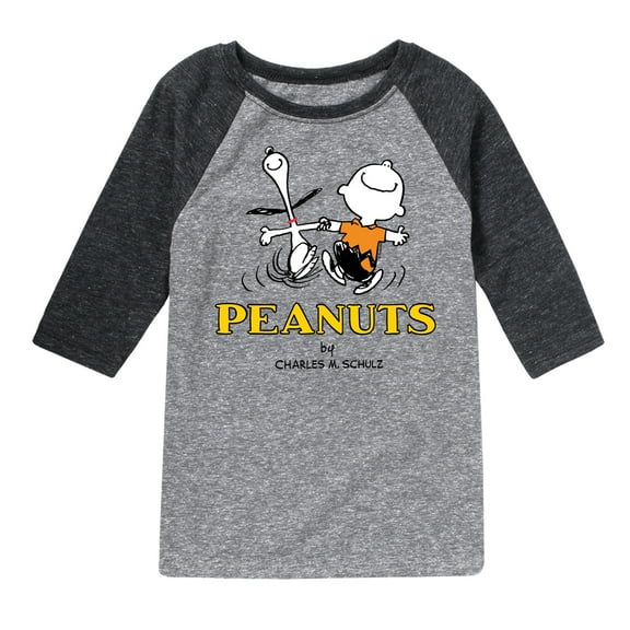 Peanuts - Charlie Snoopy Dancing  - Toddler & Youth Raglan Graphic T-Shirt