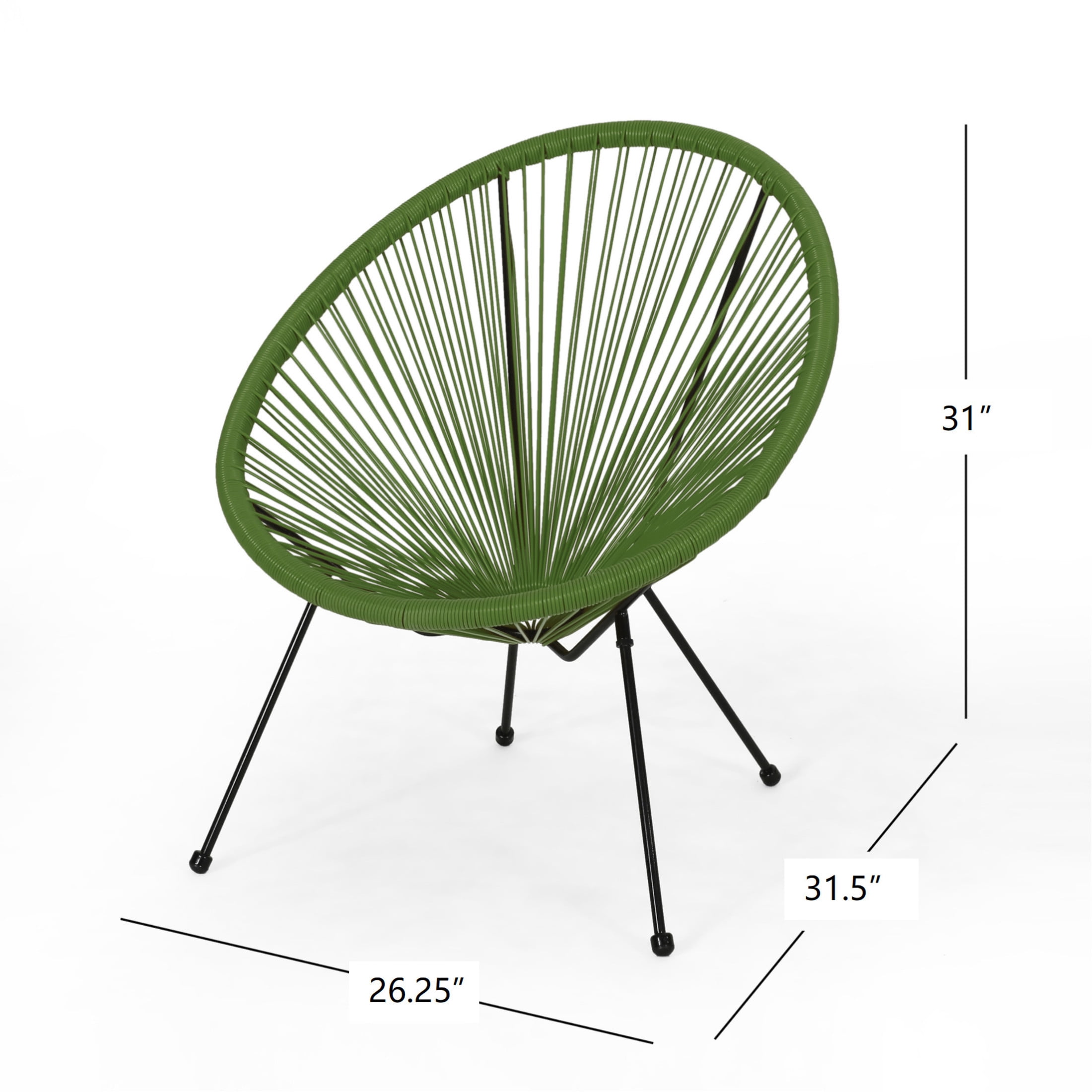 Christopher Knight Home Outdoor Hammock Weave Chair with Steel Frame, Green, Set of 2