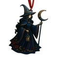 thumbnail image 2 of Zawou Black Halloween Christmas Witch Pendant Ornament, 15cm Handmade Hanging Decoration for Tree or Indoor Party Display with Festive Gothic Style, 2 of 7