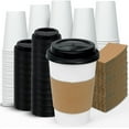 thumbnail image 4 of Ginkgo 100 Pack 16 oz Disposable To Go Coffee Cups with Lids and Sleeves Hot Paper Coffee Cups, 4 of 6