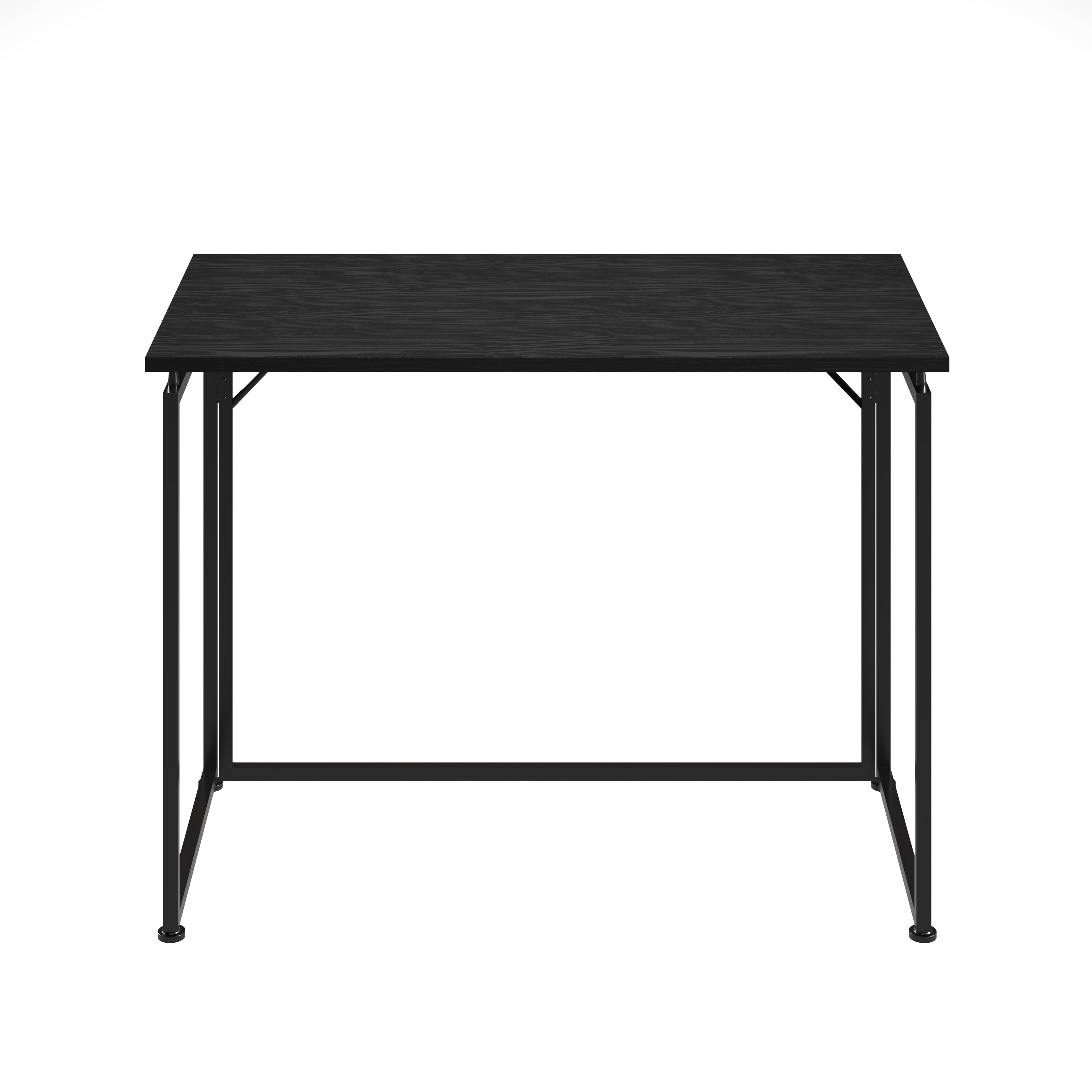 Space Saving Folding Desk, Black Collapsible Computer Laptop Desk with Sturdy Steel Legs, Tool-Free Assembly, Portable Workstation for Bedroom Dorm Small Spaces