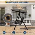 thumbnail image 4 of Chaise Balançoire d'Extérieur Réglable 2 Places avec Auvent, Siège Rembourré, Coussin Doux, Cadre en Fer Robuste, Banc de Jardin Résistant aux Intempéries pour Patio, Balcon Ou Cour Arrière, Gris, 4 of 8