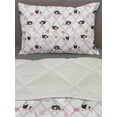 thumbnail image 3 of Ostrich Comforter & Sham Bedding Set, Palm Leaves on a Rhombus Outline Background, 3 pcs Duvet Set Microfiber Filling Quilt, 5 Sizes, Pale Pink Dark Grey, by Ambesonne, 3 of 4