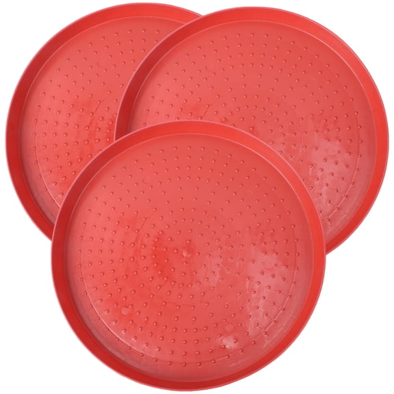 IBASETOY 3Pcs Red Thickened Plastic Feeding Trays for Poultry Quail Chicken with Broken Resistant Design