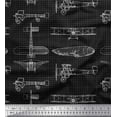 thumbnail image 1 of Soimoi Moss Georgette Fabric Check & Airplane Transport Printed Craft Fabric by The Yard 42 Inch Wide, 1 of 3