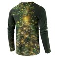 thumbnail image 5 of Wutalume Men's Loose Fit Button-Down Collar Shirt, Long Sleeve Casual Top with Christmas Print, Relaxed Henley Style for Holiday and Everyday Wear,Dark Green L, 5 of 8