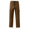 thumbnail image 3 of Mens Cargo Pants Men's Solid Casual Outdoor Straight Pant Type Fitness Trousers with Multiple Pockets, 3 of 4