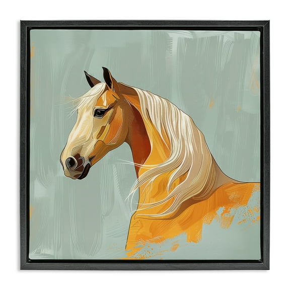 Stupell Industries Equine Elegance Portrait Animals Painting Black Floater Framed Canvas Art Print Wall Art, 18 x 18