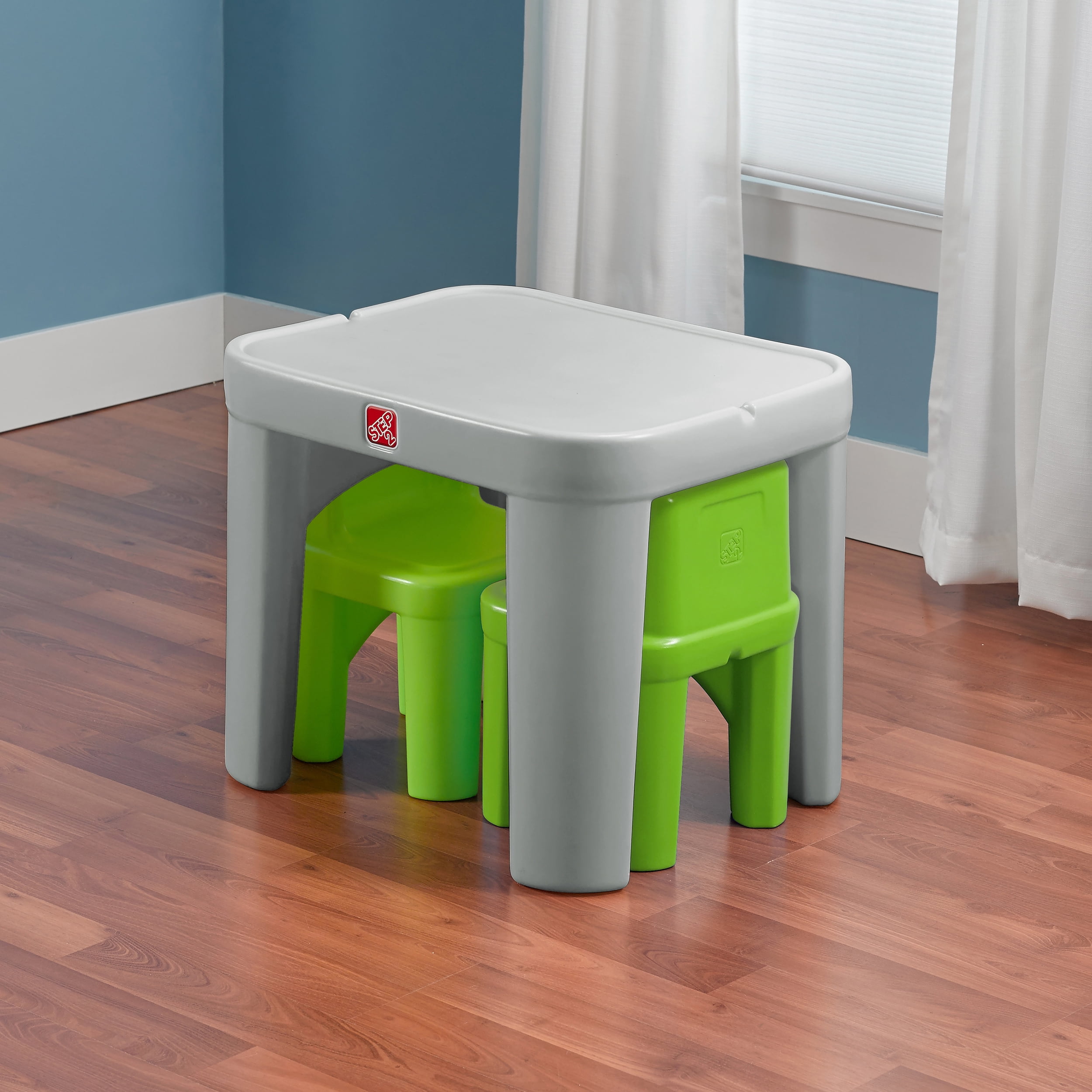 Step2 Mighty My Size Kids Plastic Table and Chairs Set Gray