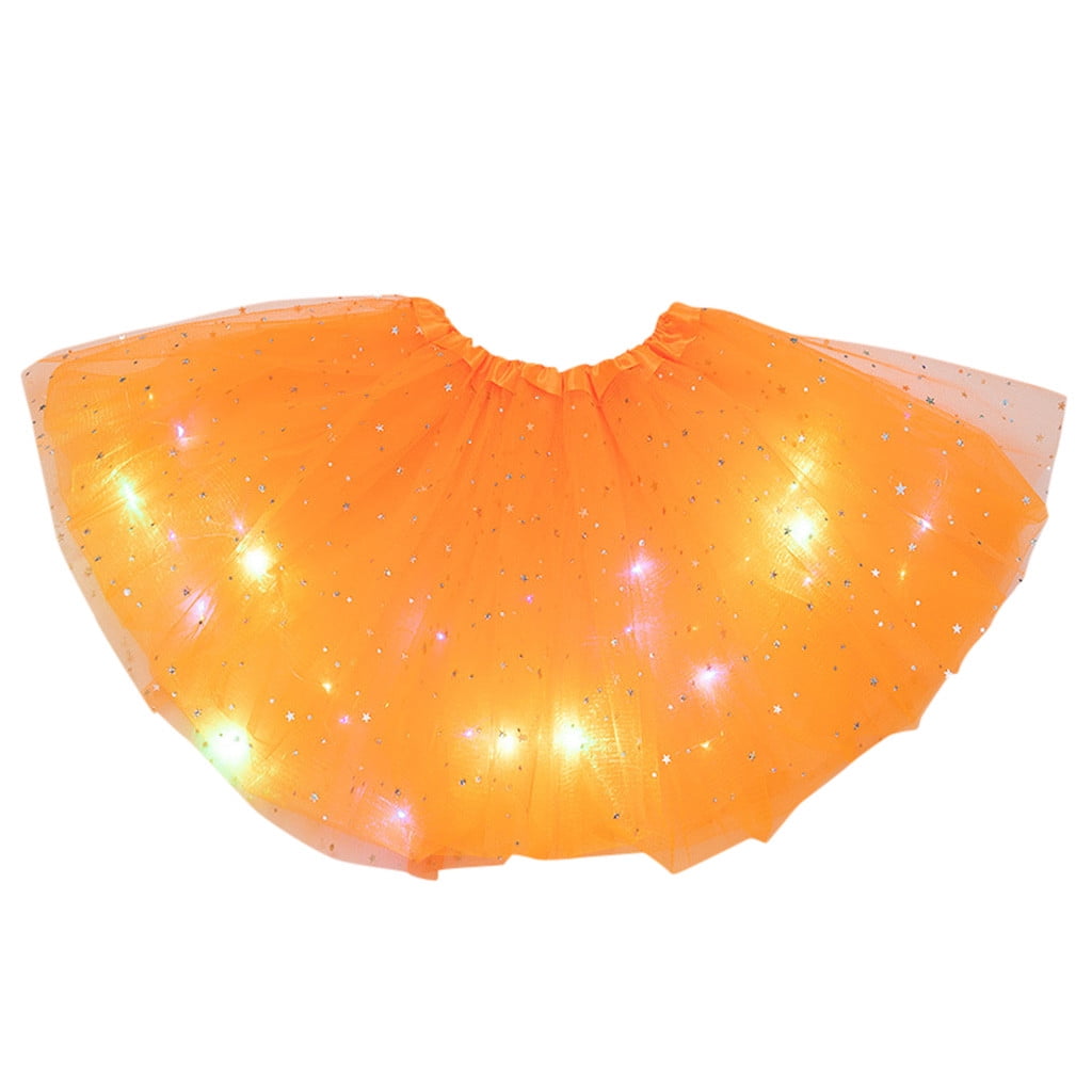 Girls Skirts Sequin Tutu LED Light Up Petti Ballet Clothes Skirt