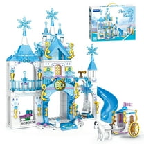 Girls Castle Building Blocks Toys for Girls 377 Pieces Ice Princess Blue Castle Construction Toys Set Snow Castle Building Bricks Toys for Kids Christmas Birthday Gift