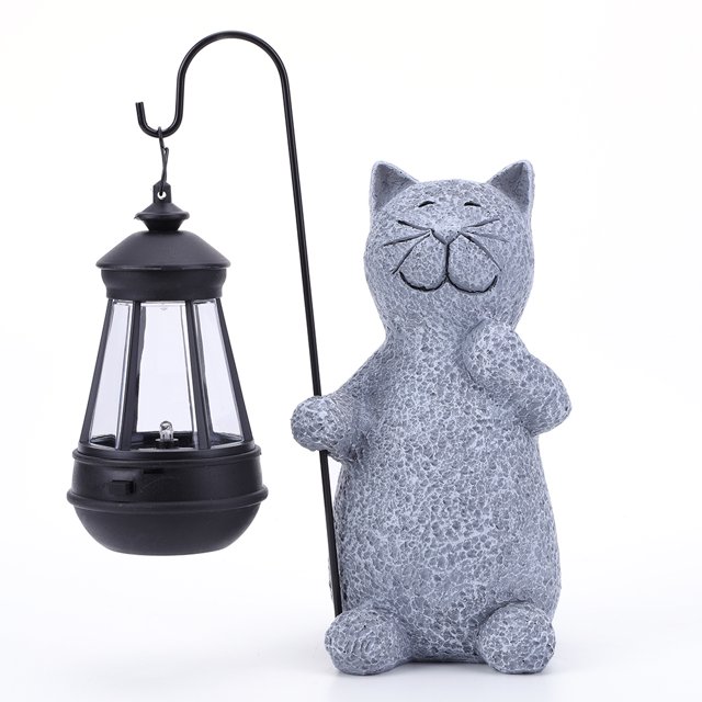 Luz de escultura de gato luz Solar de estatua de Animal creativa para el hogar Patio césped