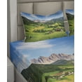 thumbnail image 4 of Ambesonne Mountain Fitted & Top Sheet Set with Shams, Alps in the Spring, Green Blue, 4 of 5