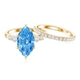 thumbnail image 5 of Rosec Jewels IGI Certified Lab Grown Blue Diamond Marquise Wedding Ring Set for Women - 4 Carat Diamond Engagement Ring with Band, 14K Yellow Gold, US 8.50, 5 of 9