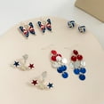 thumbnail image 4 of SmartBy 1 Pair Dangle Earrings Multi-styles Geometric Pattern Vintage Non-allergenic Painless Wearing Decorate Hypoallergenic Red White Blue Patriotic Dangle Earrings Women Jewelries, 4 of 8