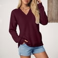 thumbnail image 2 of Towmus Casual Womens Sweatshirts V Neck Long Sleeve Blouses Basic Solid Pullover Tops Sweatshirt for Women, 2 of 6